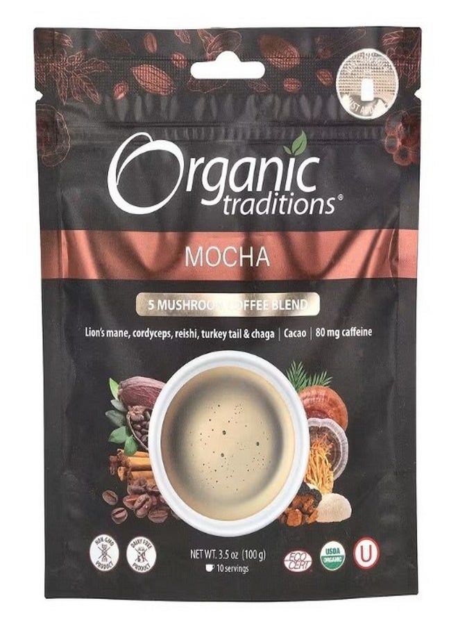 Organic Traditions 5 Mushroom Coffee Blend Mocha 3.5 oz 100 g  - Image 1