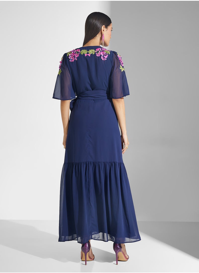 Floral Trimmed Dress