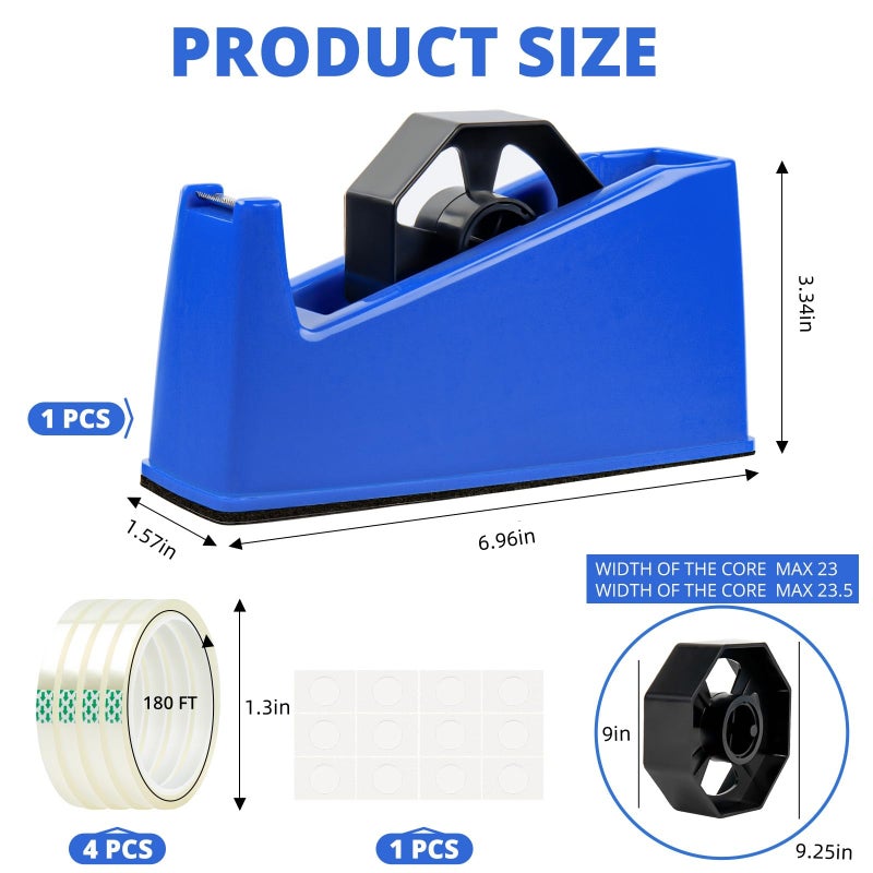 HTVRONT Heat Tape Dispenser - Sublimation Heat Transfer Tape Dispenser Holder fits 1"& 3" Cores, Blue Desk Dispenser Sets for Office and School - Image 2