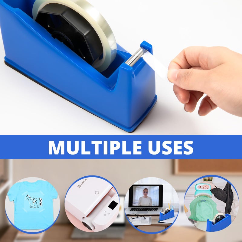 HTVRONT Heat Tape Dispenser - Sublimation Heat Transfer Tape Dispenser Holder fits 1"& 3" Cores, Blue Desk Dispenser Sets for Office and School - Image 5