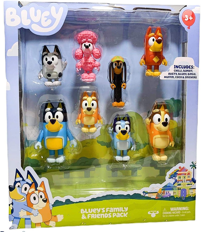 AKEDO Bluey Family and Friends Figure 8-Pack: Articulated 2.5 Inch Action Figures; Bluey, Bingo, Bandit (Dad), Chilli (Mum), Coco, Snickers, Rusty and Muffin Official Collectable Toy - Image 4
