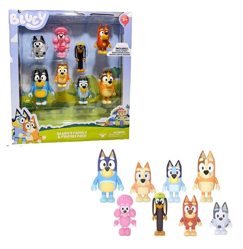 AKEDO Bluey Family and Friends Figure 8-Pack: Articulated 2.5 Inch Action Figures; Bluey, Bingo, Bandit (Dad), Chilli (Mum), Coco, Snickers, Rusty and Muffin Official Collectable Toy - Image 3