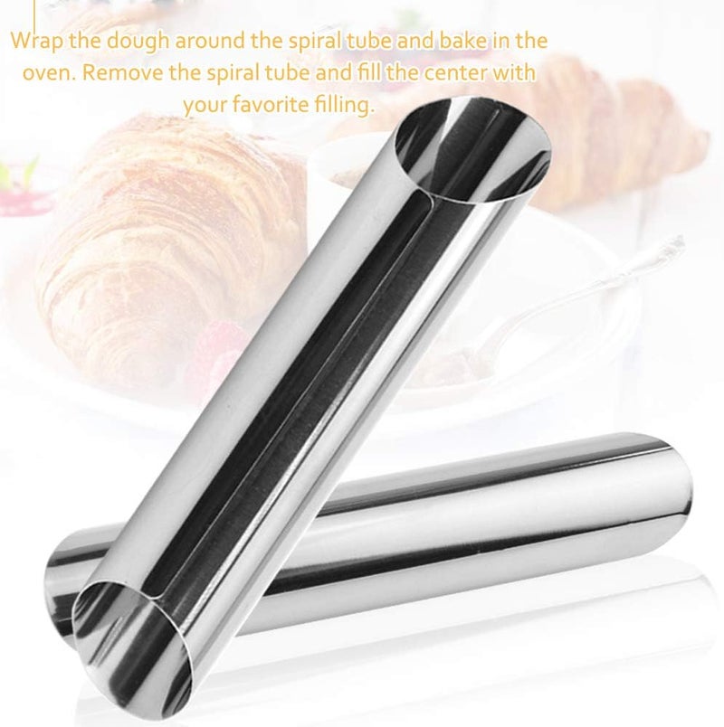Apol 15 Pcs Stainless Steel Cannoli Tubes Set,Non-stick Cone Cream Horn Molds and Diagonal Shaped Cannoli Forms for DIY Baking Waffle Cone Pastry Roll Molds - Image 3