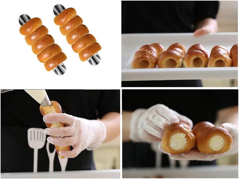 Apol 15 Pcs Stainless Steel Cannoli Tubes Set,Non-stick Cone Cream Horn Molds and Diagonal Shaped Cannoli Forms for DIY Baking Waffle Cone Pastry Roll Molds - Image 5