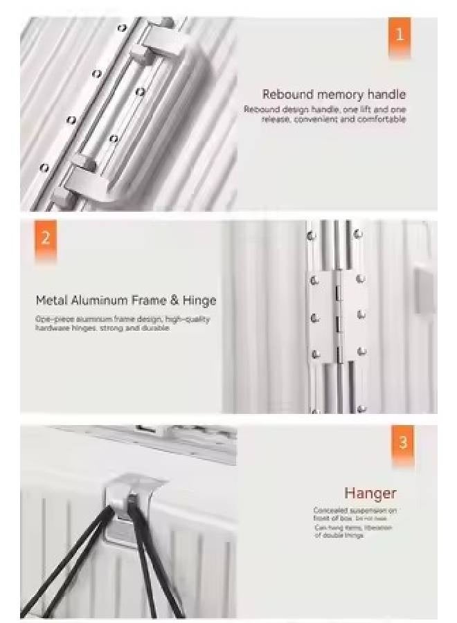 إن كي أكس حقيبة سفر بإطار صلب بتصميم عتيق فضي اللون، طقم من قطعتين باللون الأبيض - Image 3