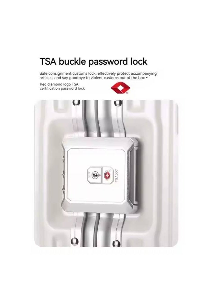 إن كي أكس حقيبة سفر بإطار صلب بتصميم عتيق فضي اللون، طقم من قطعتين باللون الأبيض - Image 5