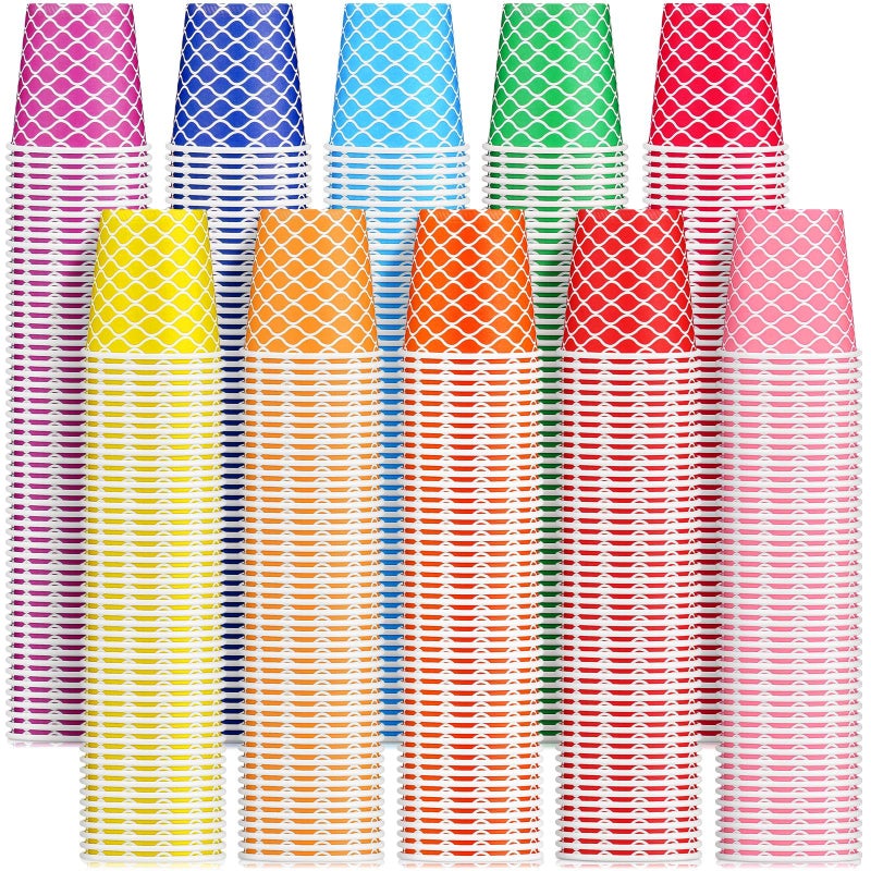 Thenshop 1000 Pieces 5 oz Wave Multicolor Paper Disposable Cups Colorful Small Kid Mouthwash Cups for Coffee Drinking Beverage Travel Picnics Barbecues Party 10 Colors