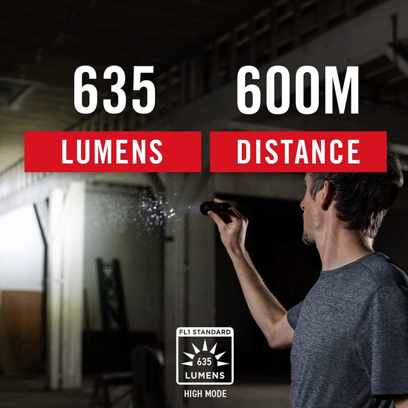 Coast COAST TX11R 635 Lumen Rechargeable Long Range Tactical LED Flashlight with Spot and Flood Beams Durable Aluminum Build Black - Image 2