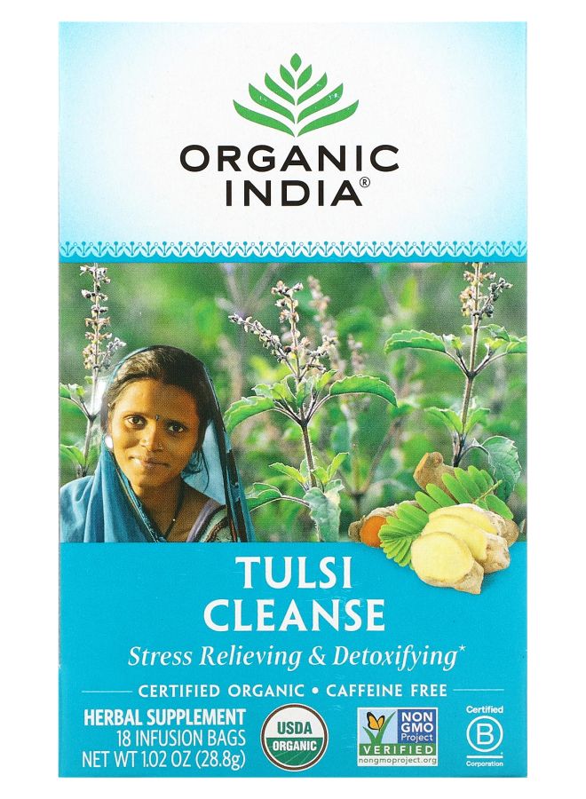 Organic India Tulsi Tea Cleanse Caffeine-Free 18 Infusion Bags 1.02 oz (28.8 g) 