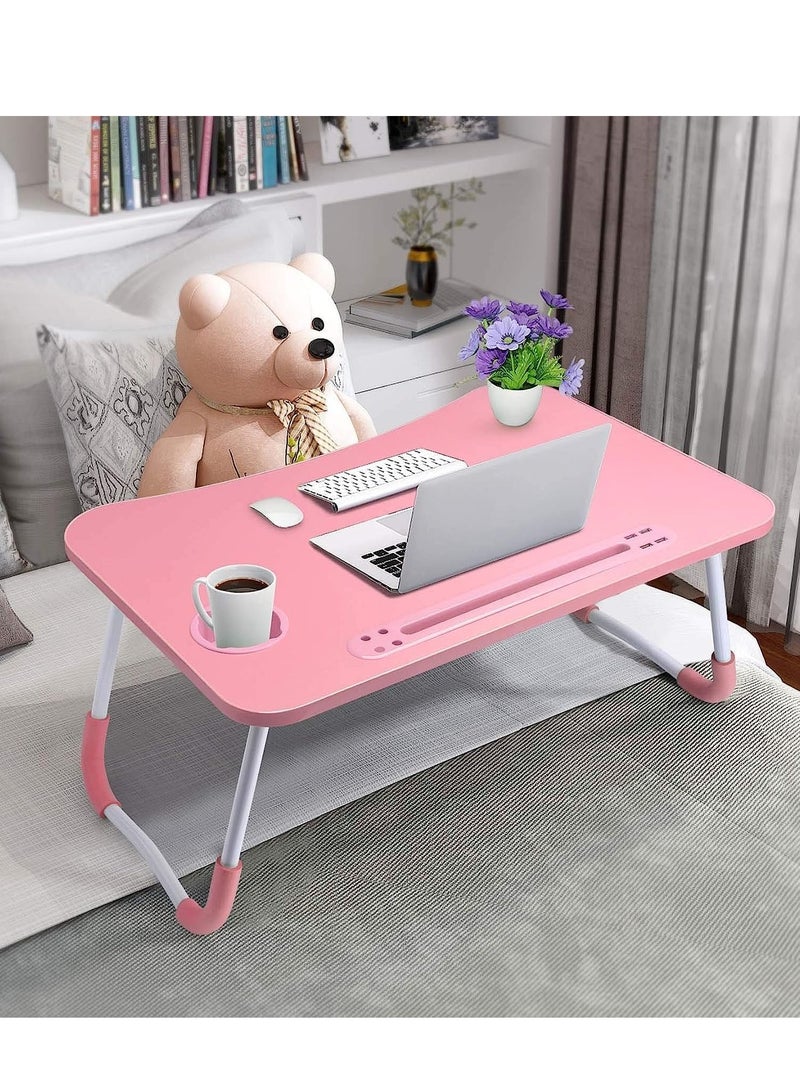 Relex Bed Table, Foldable Laptop Desk with USB Ports and Cup Holder, Portable Laptop Table for Bed, Couch, Floor - Image 2