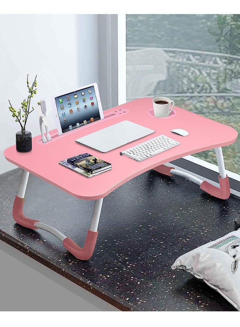 Relex Bed Table, Foldable Laptop Desk with USB Ports and Cup Holder, Portable Laptop Table for Bed, Couch, Floor - Image 3
