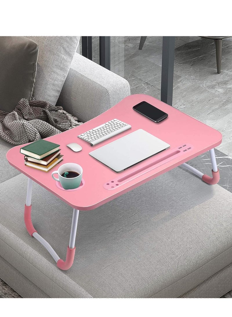 Relex Bed Table, Foldable Laptop Desk with USB Ports and Cup Holder, Portable Laptop Table for Bed, Couch, Floor - Image 5