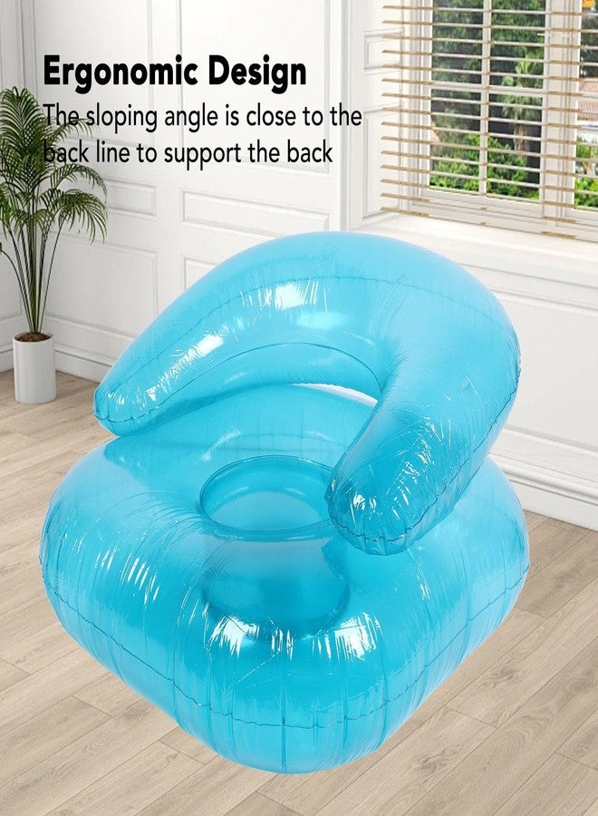 LICAEVEY Inflatable Chair, PVC Transparent Flodable Single Inflatable Chair for Adults, 46x70cm/18.11x27.56inch, Outdoor & Indoor Blow Up Couch for Bedroom, Blue - Image 2