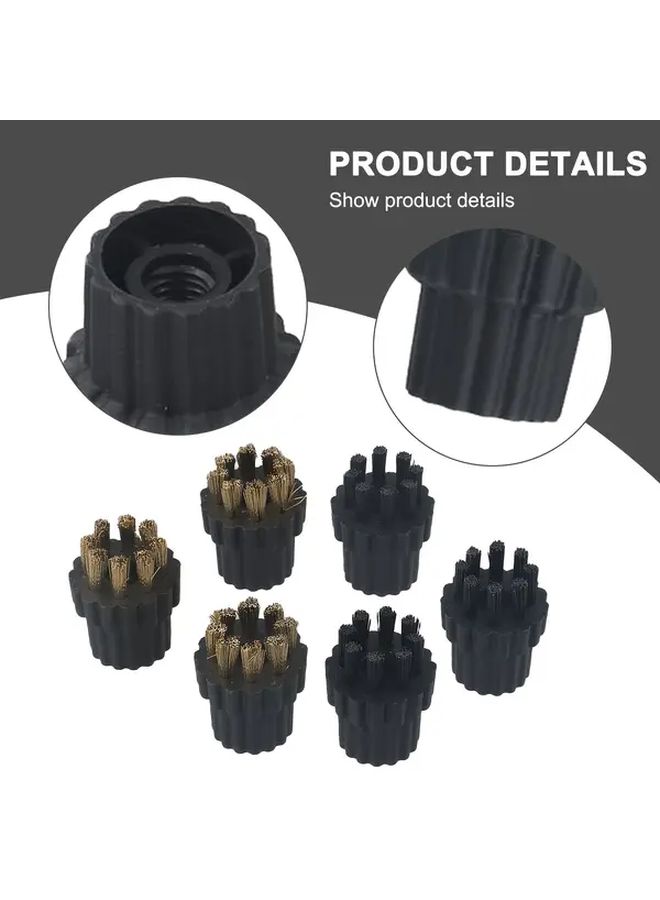 6Pcs Brass Nylon Steam Cleaner Brush Head Set For Deep Cleaning Oven Grill Bathroom Kitchen - Image 2