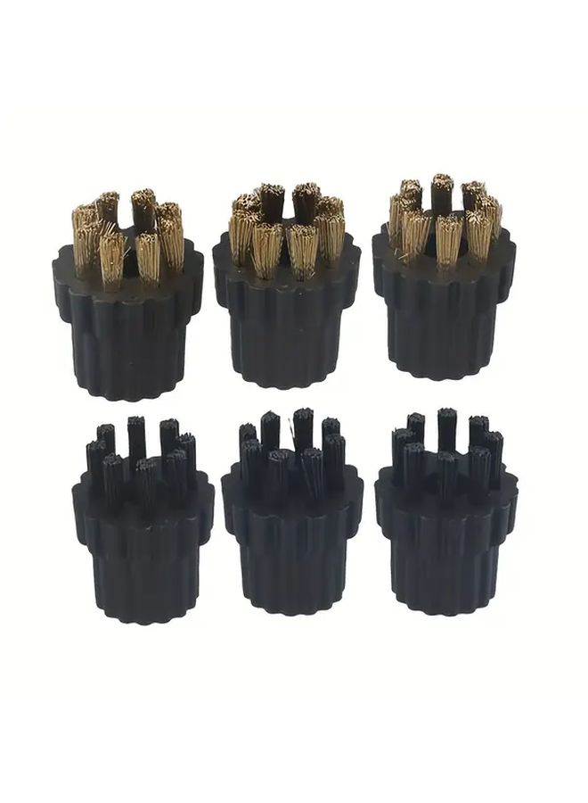 6Pcs Brass Nylon Steam Cleaner Brush Head Set For Deep Cleaning Oven Grill Bathroom Kitchen - Image 5