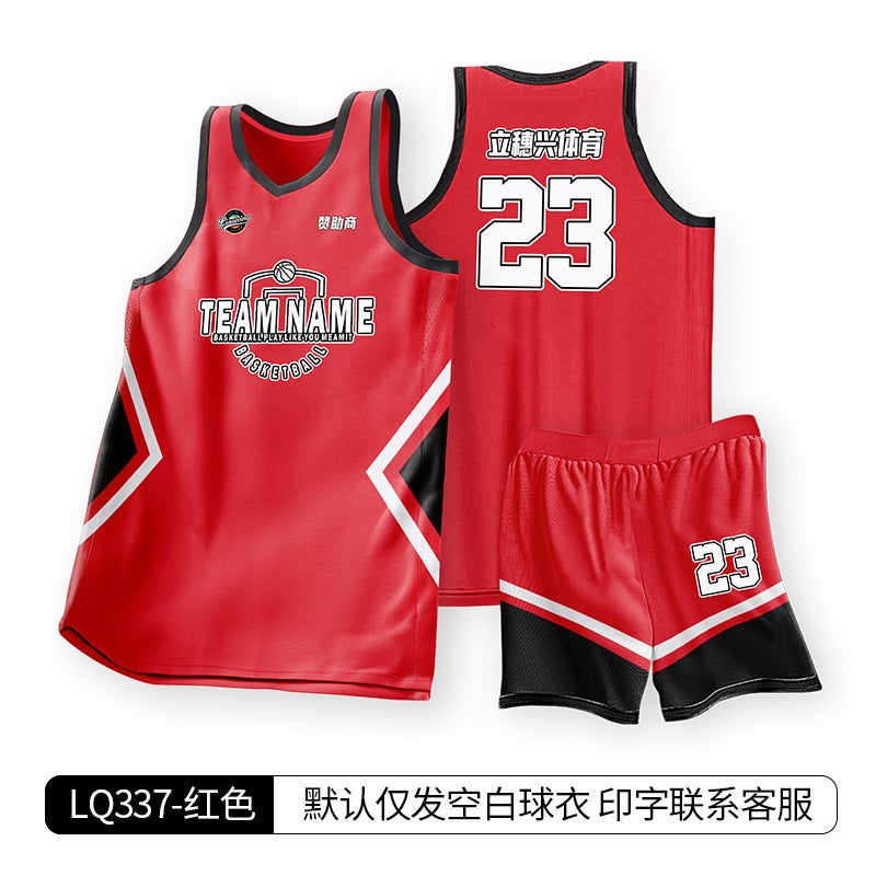 Generic Summer New Mens Adult Basketball Uniform Suit Childrens Womens Youth Training Game Jersey Quick-Drying Breathable Printing Lq337-red