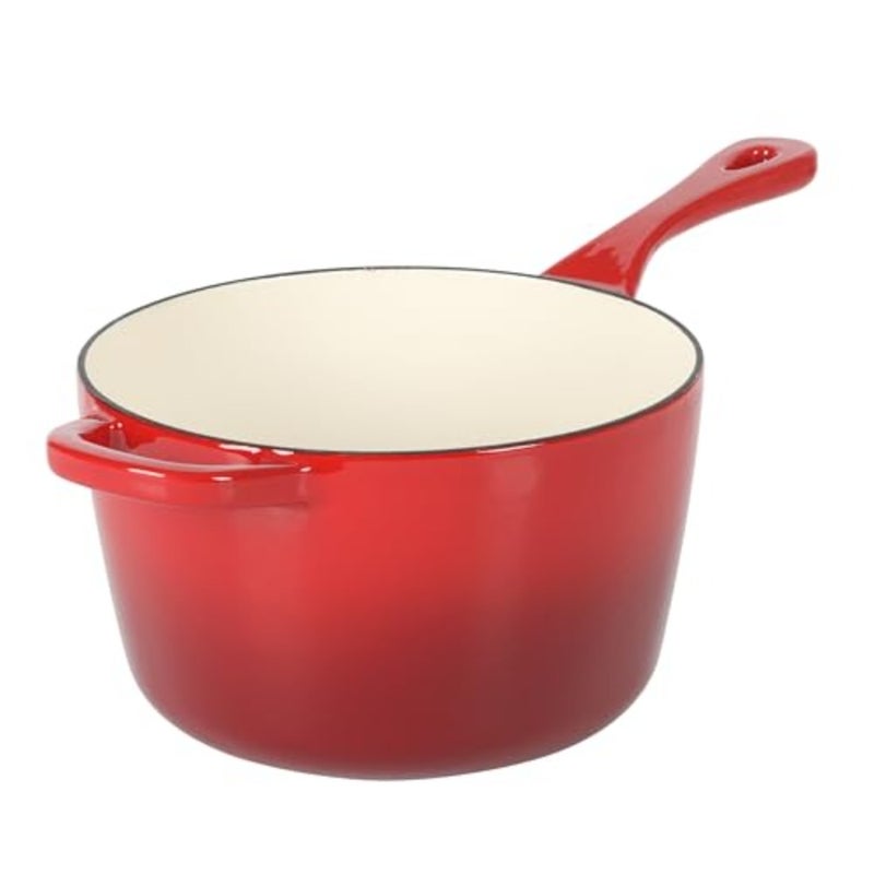Crock Pot 3 Qt Enamel Cast Iron Sauce Pan W/Lid - Gradient Red - Image 4