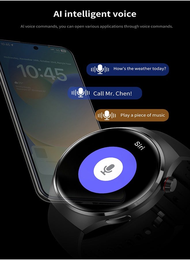 RollsTimi  - Men's Bluetooth Smartwatch, With The Function Of Answering And Making Calls, With Sleep Monitoring And Fitness Heart Rate Monitoring, Suitable For Android And IOS Systems, Black - Image 1
