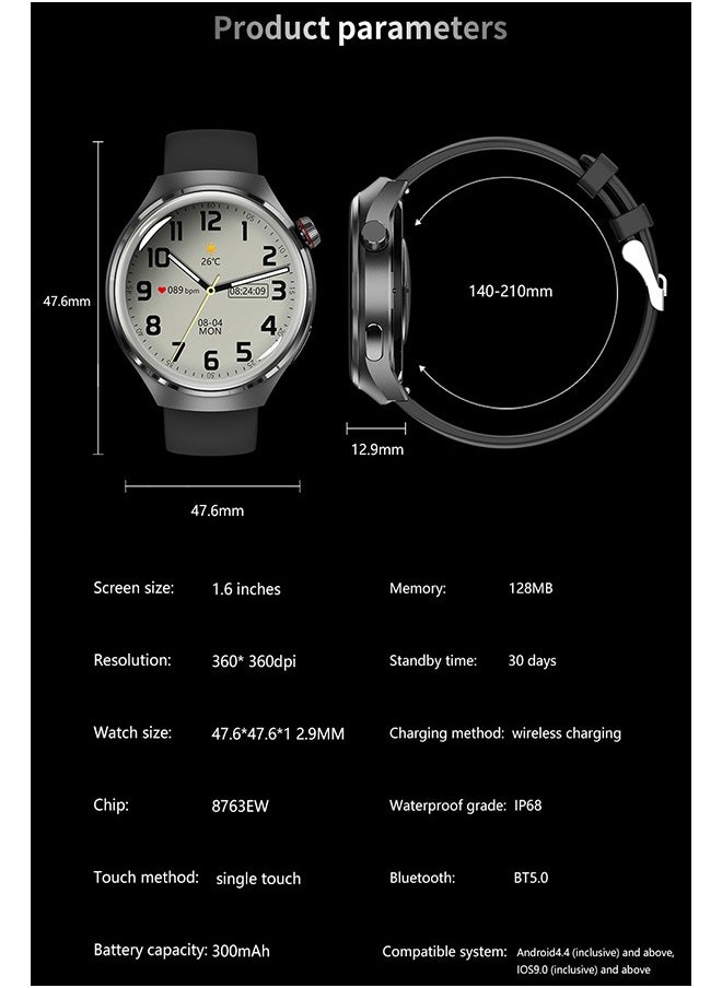 RollsTimi  - Men's Bluetooth Smartwatch, With The Function Of Answering And Making Calls, With Sleep Monitoring And Fitness Heart Rate Monitoring, Suitable For Android And IOS Systems, Black - Image 1