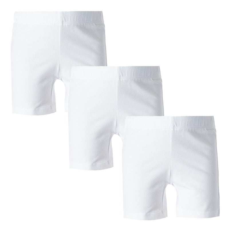 MY WAY Toddlers & Girls Bike Shorts Cotton & Spandex — Biker Shorts for Under Dresses, Cartwheel & Dance - 3 PK White 8 - Image 2