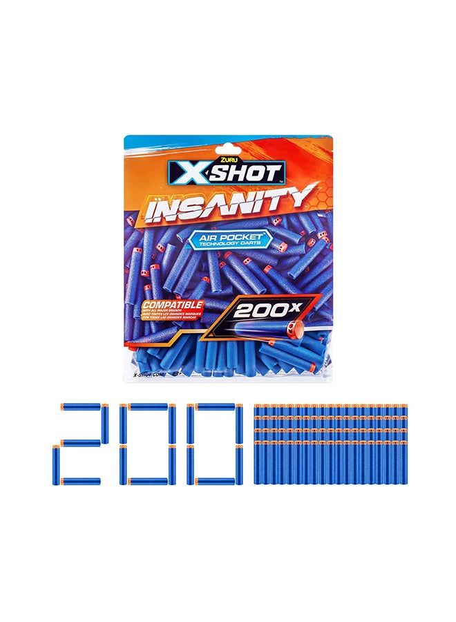 X-Shot رماة إعادة التعبئة 200 قطعة كيس فويل - لعبة هدف للأفعال للأطفال، المراهقين، والكبار الأولاد والبنات، أنشطة العطلات الخارجية، هدايا للأطفال من عمر 8 سنوات فما فوق - Image 1