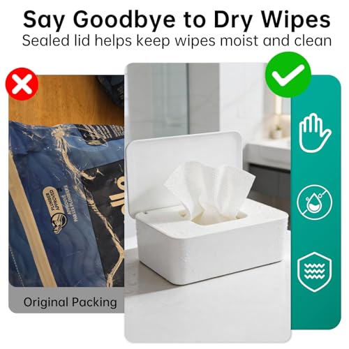 Piszvbej 2 Pack Wipes Dispenser Compatible with Cottonelle Refill Pack, Flushable Wet Wipes Container, Wipe Holder with Lid to Keep Wipes Fresh, Refillable Wipe Case, Dust-Proof & Non-Slip - Image 4