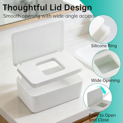 Piszvbej 2 Pack Wipes Dispenser Compatible with Cottonelle Refill Pack, Flushable Wet Wipes Container, Wipe Holder with Lid to Keep Wipes Fresh, Refillable Wipe Case, Dust-Proof & Non-Slip - Image 3
