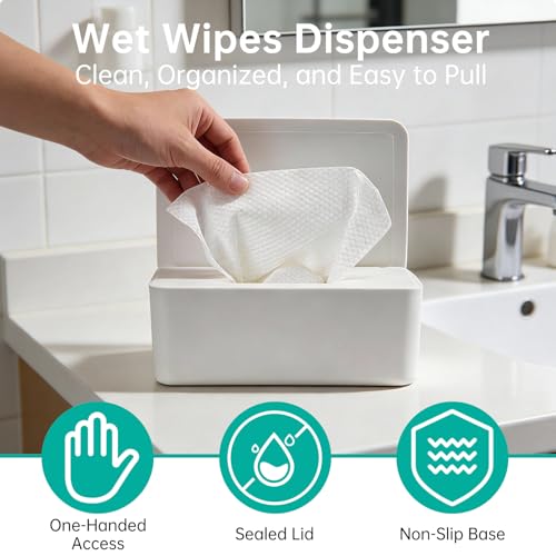 Piszvbej 2 Pack Wipes Dispenser Compatible with Cottonelle Refill Pack, Flushable Wet Wipes Container, Wipe Holder with Lid to Keep Wipes Fresh, Refillable Wipe Case, Dust-Proof & Non-Slip - Image 2