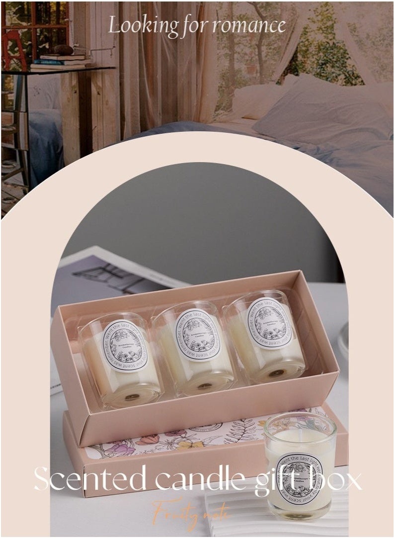 Candle Set of 3 Scented Candles, Three Different Scents, Color: White  - Image 4