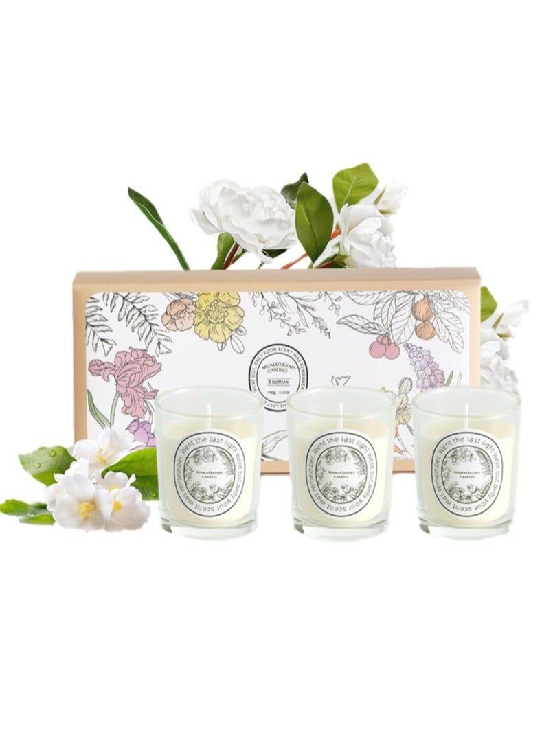 Candle Set of 3 Scented Candles, Three Different Scents, Color: White  - Image 2