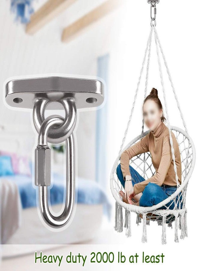IOH 2 Pcs Heavy Duty Swing Hangers with 4 Screws SUS 304 Antirust, Playground Porch Yoga Seat Trapeze, Hammock Chair, Hanging Kit, Indoor Outdoor, 2000lb Capacity | 2 Quick Link Oval Carabiner | - Image 4
