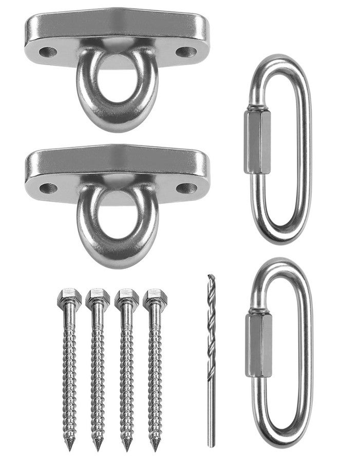 IOH 2 Pcs Heavy Duty Swing Hangers with 4 Screws SUS 304 Antirust, Playground Porch Yoga Seat Trapeze, Hammock Chair, Hanging Kit, Indoor Outdoor, 2000lb Capacity | 2 Quick Link Oval Carabiner | - Image 1