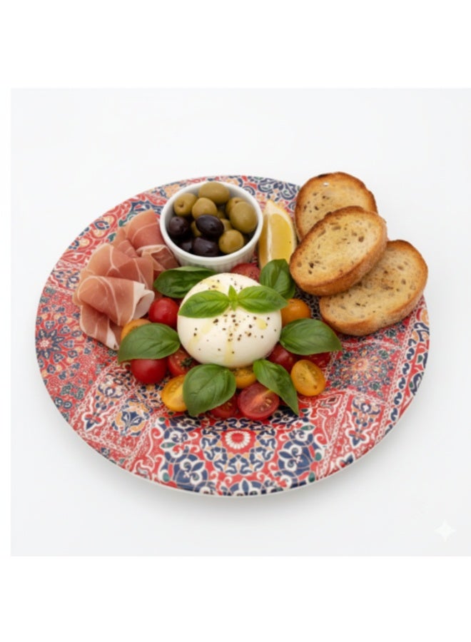 Moments Khayameya Melamine Round Plate, 36 Cm Diameter, Red - Image 2