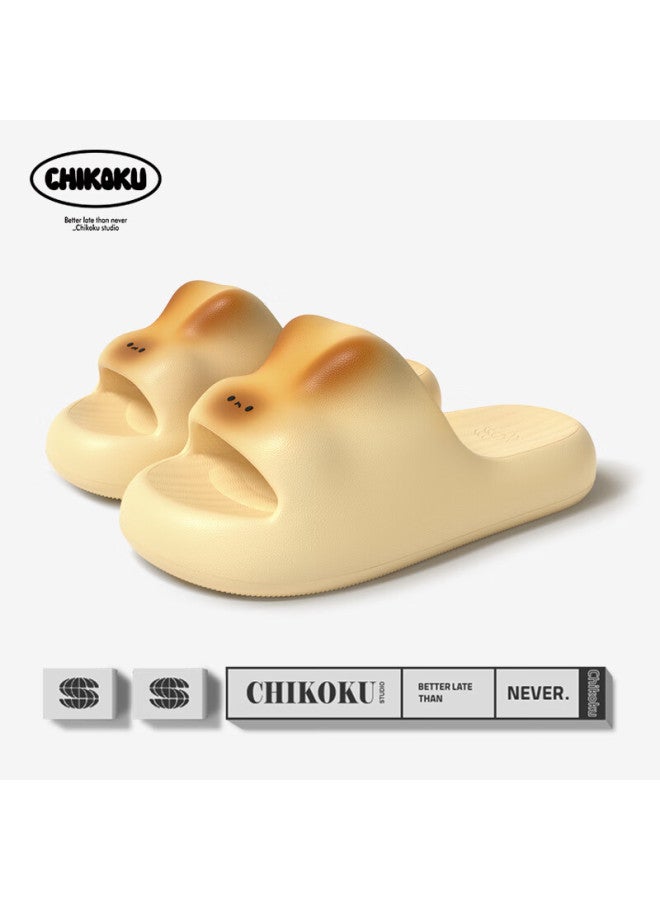Chikoku خفان أرانب لطيفة للنساء بنعل سميك صيفي للاستخدام الداخلي في المنزل والحمام مقاومة للانزلاق صامتة للزوجين صيفية للارتداء الخارجي - Image 1