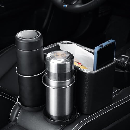 ZDQTRA universal car armrest storage box for tissue paper towel mobile stand, car console box with 2 foldable cup stand for water cold drinks holder (1 pcs/multicolor) - Image 4
