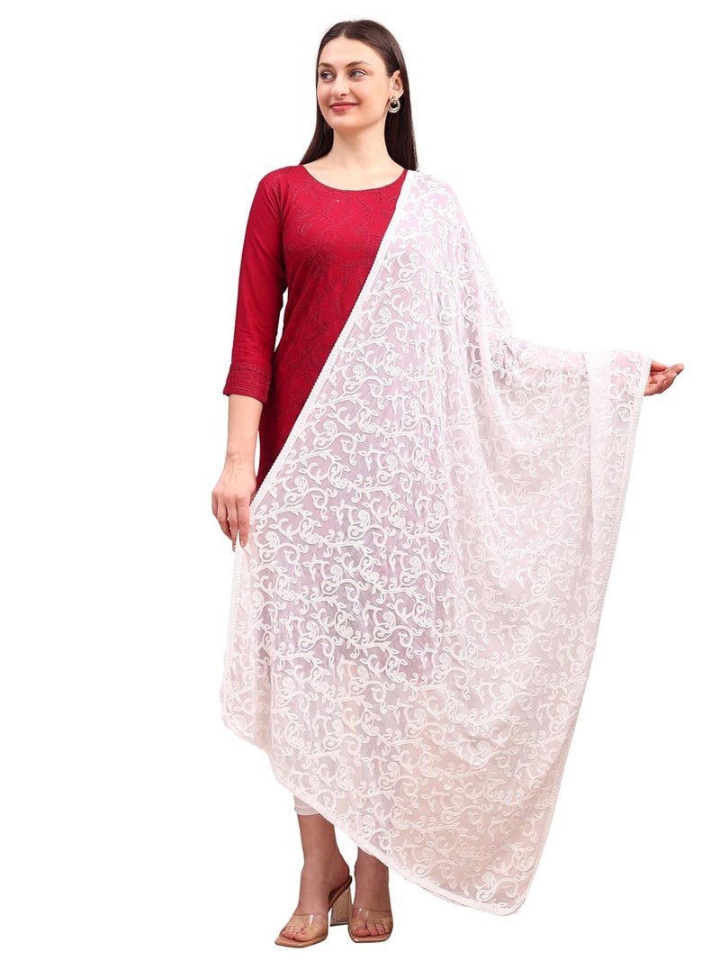STUNNGIRL Timeless Elegance دوبتة ستانغيرل الأنيقة الخالدة مطرزة بالكامل من الشيفون، تصميم فني تقليدي، ملابس أنيقة، دوبتة هندية - Image 1