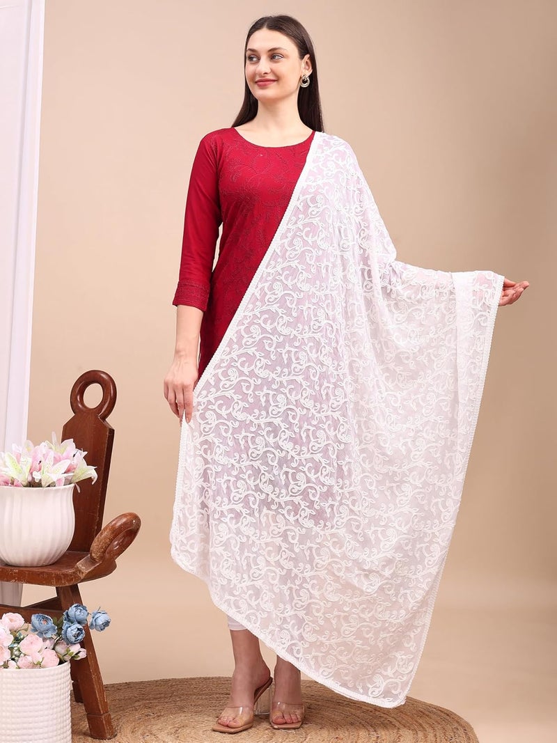 STUNNGIRL Timeless Elegance دوبتة ستانغيرل الأنيقة الخالدة مطرزة بالكامل من الشيفون، تصميم فني تقليدي، ملابس أنيقة، دوبتة هندية - Image 2