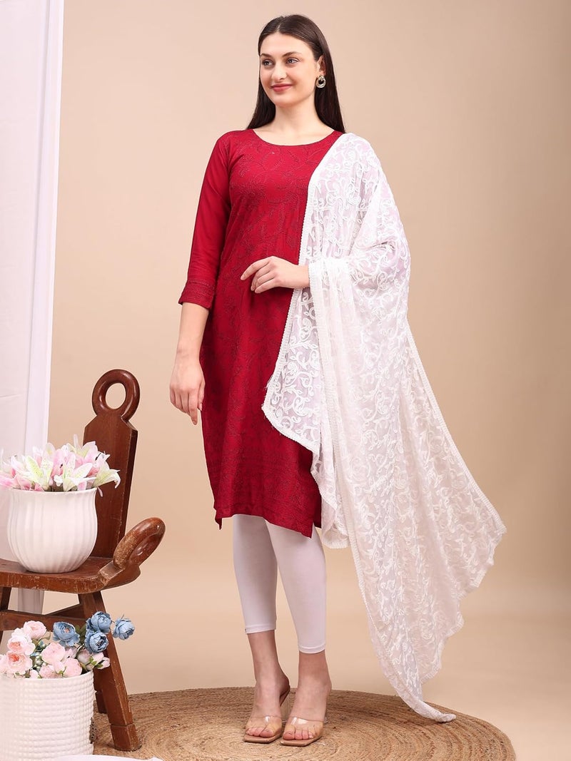 STUNNGIRL Timeless Elegance دوبتة ستانغيرل الأنيقة الخالدة مطرزة بالكامل من الشيفون، تصميم فني تقليدي، ملابس أنيقة، دوبتة هندية - Image 5