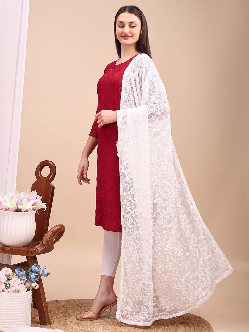 STUNNGIRL Timeless Elegance دوبتة ستانغيرل الأنيقة الخالدة مطرزة بالكامل من الشيفون، تصميم فني تقليدي، ملابس أنيقة، دوبتة هندية - Image 3