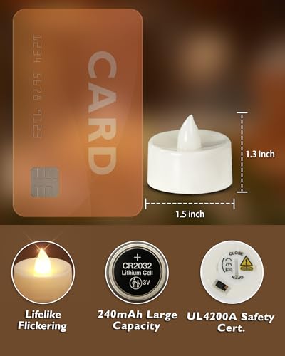 Homemory 24-Pack Flameless LED Tea Lights Candles Battery Operated, 200+Hour Fake Electric Candles TeaLights for Votive, Halloween, Ofrenda, Diya, Wedding Centerpiece Table Decor, Funeral, Christmas - Image 2