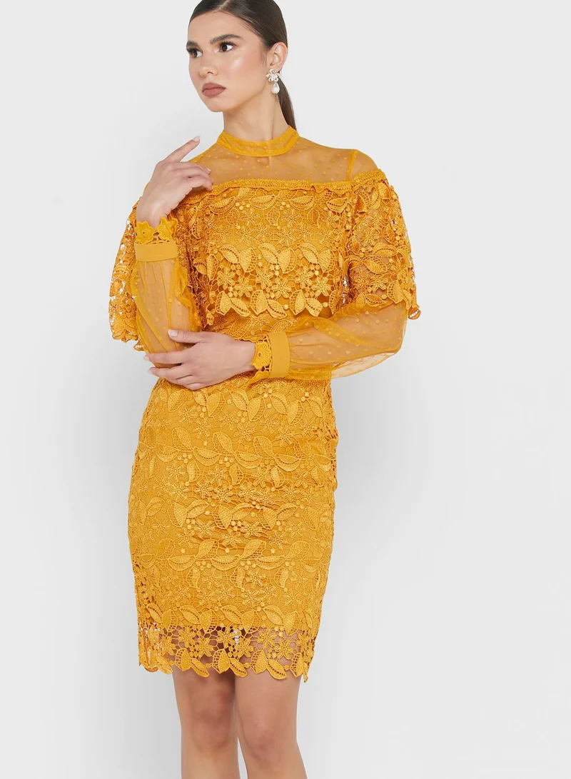 The Clothing Company Crochet Lace Mesh Dress