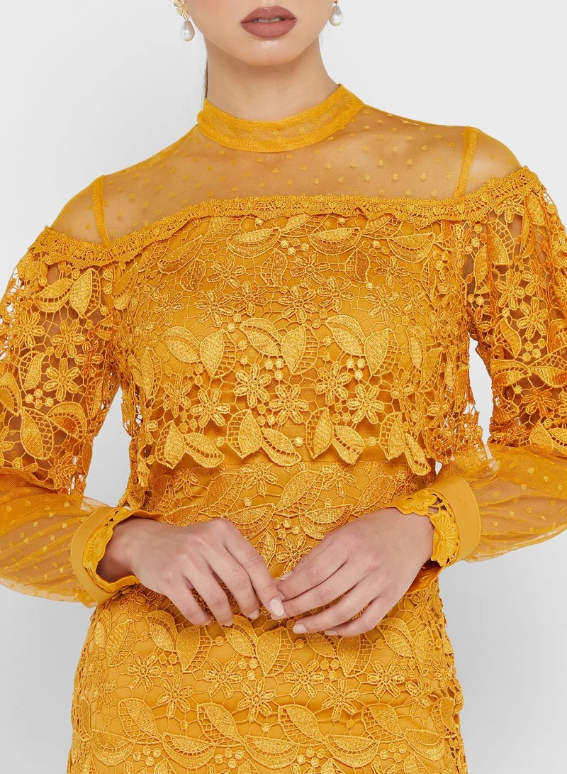 The Clothing Company Crochet Lace Mesh Dress
