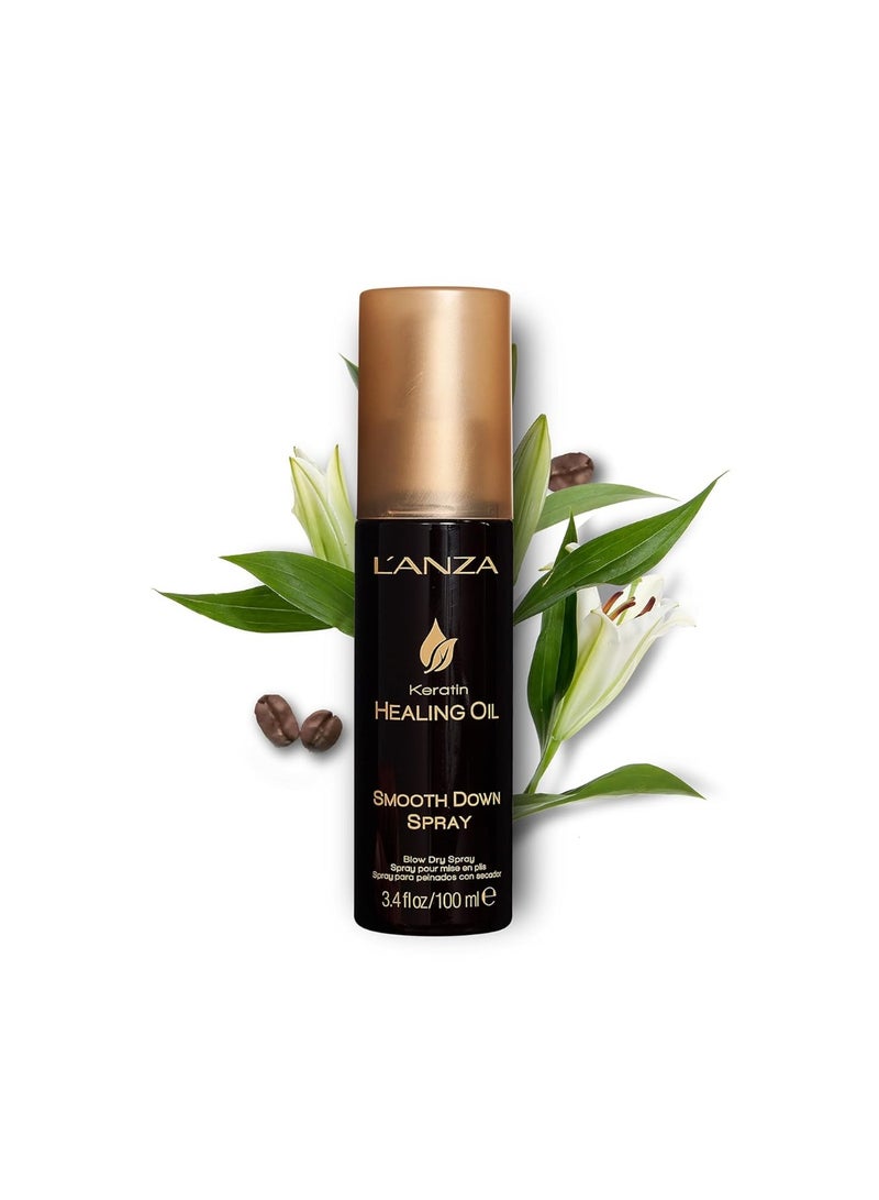 L'ANZA Keratin Healing Oil Smooth Down Blow Dry Hair Spray, Effortlessly Calms, Detangles, and Reduces Puffiness, For a Perfect Silky Looking Blow-out, For All Hair Types, New Bottle (3.4 Fl Oz) - Image 2