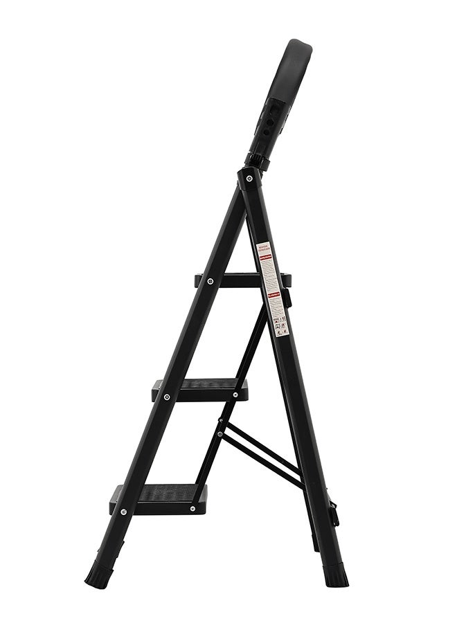LAWAZIM Pro7 3-Step Folding Ladder With Tools Hanger - Black - 120kg Load Capacity Step Stool with Convenient Handgrip, Tools Holder Rack, Anti-Slip Pedals - Multi-Use Ladder for Kitchen & Household - Image 3