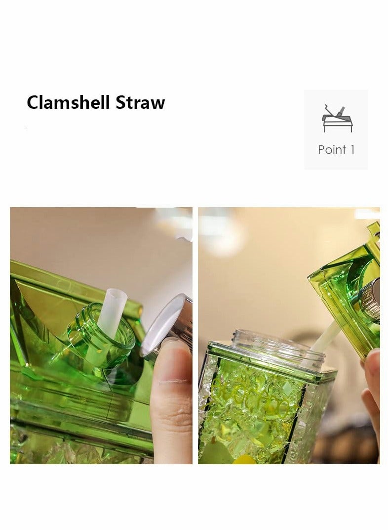 Zikra Crushed Ice Cup, Double-layer Thickened Refrigerator Cold Storage Cup Straw Gel Quicksand Iced Cup Crushed Ice Cup, Creative Milk Carton Summer Student Drinking Outdoor Water Ice Cup - Image 4