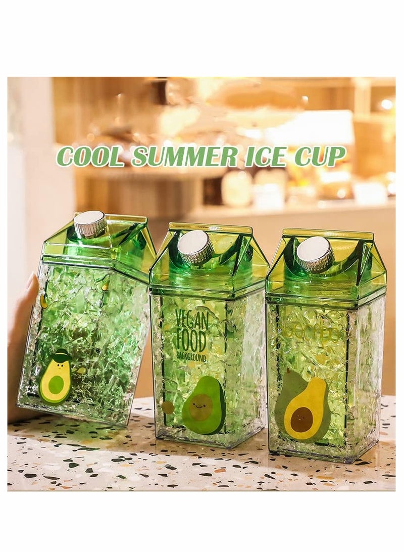 Zikra Crushed Ice Cup, Double-layer Thickened Refrigerator Cold Storage Cup Straw Gel Quicksand Iced Cup Crushed Ice Cup, Creative Milk Carton Summer Student Drinking Outdoor Water Ice Cup - Image 5