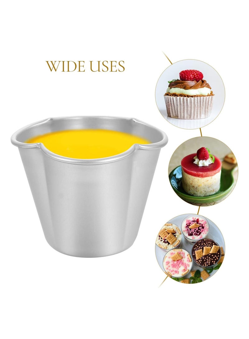 73Hours 6Pcs Egg Tart Molds Nonstick Pudding Pan Muffin Cups Aluminum Alloy Cake Tartlets Pudding Molds Baking Cups Cupcake Mould Muffin Tin Egg Tart Molds Baking Tool for Kitchen Mini Pie Tins - Image 2