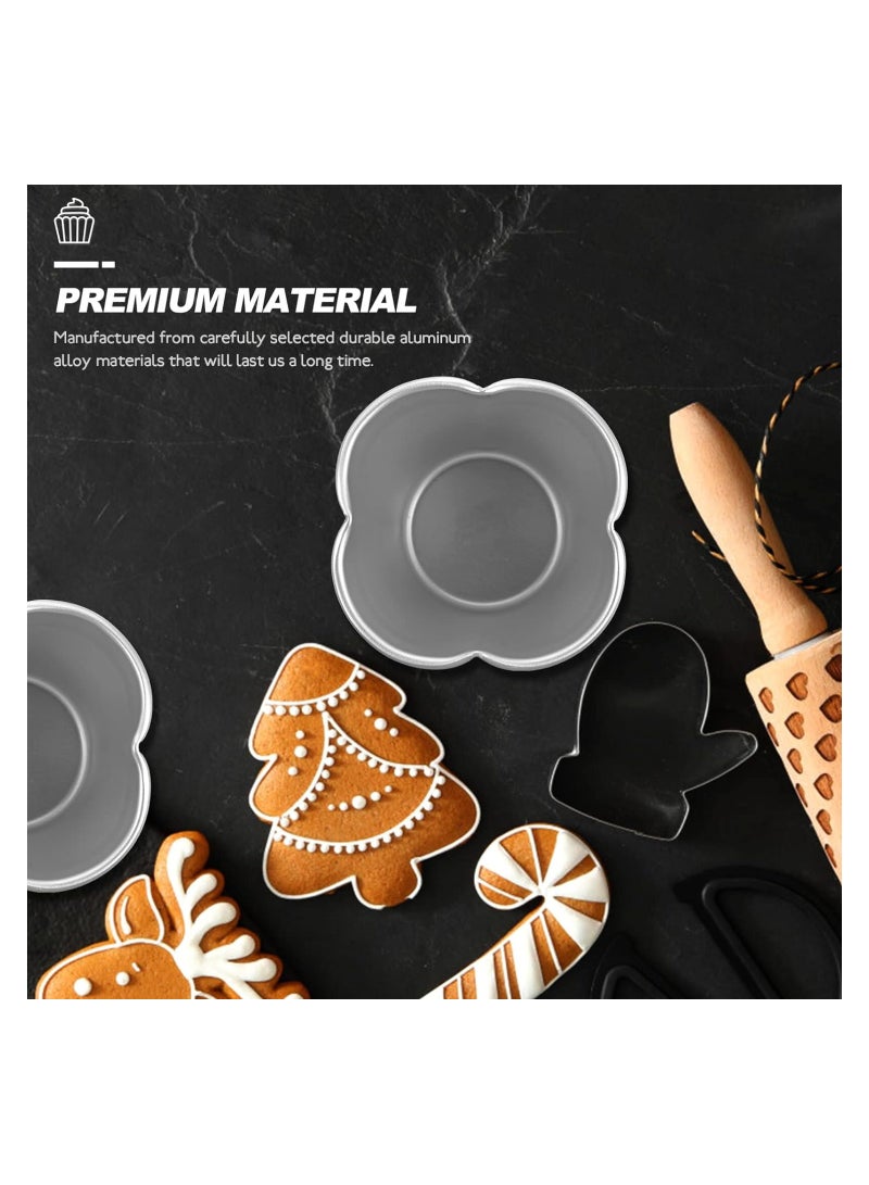 73Hours 6Pcs Egg Tart Molds Nonstick Pudding Pan Muffin Cups Aluminum Alloy Cake Tartlets Pudding Molds Baking Cups Cupcake Mould Muffin Tin Egg Tart Molds Baking Tool for Kitchen Mini Pie Tins - Image 3