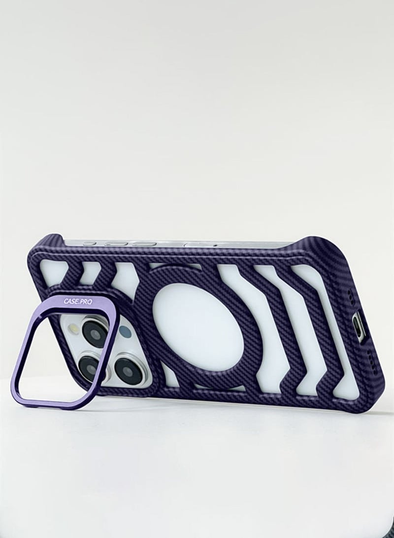 Techie جراب Apple iPhone 16 Pro Max من سلسلة Pro، غطاء خلفي بدون إطار مغناطيسي من ألياف الكربون مع حامل غير مرئي وتدفق هواء تبريد محسن - Image 3