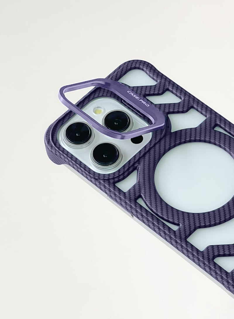 Techie جراب Apple iPhone 16 Pro Max من سلسلة Pro، غطاء خلفي بدون إطار مغناطيسي من ألياف الكربون مع حامل غير مرئي وتدفق هواء تبريد محسن - Image 2